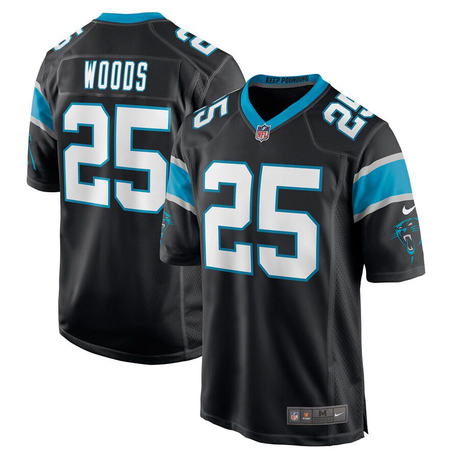 Men Carolina Panthers #25 Xavier Woods Nike Black Game NFL Jersey